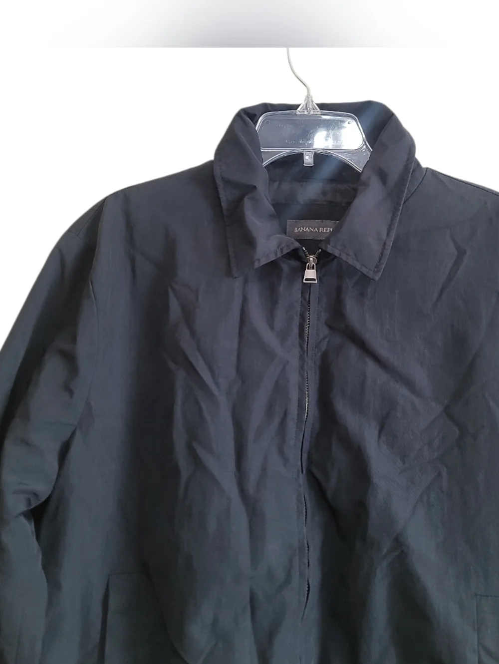 Banana Republic Mens Black Bomber Jacket W/ Pockets Size Large